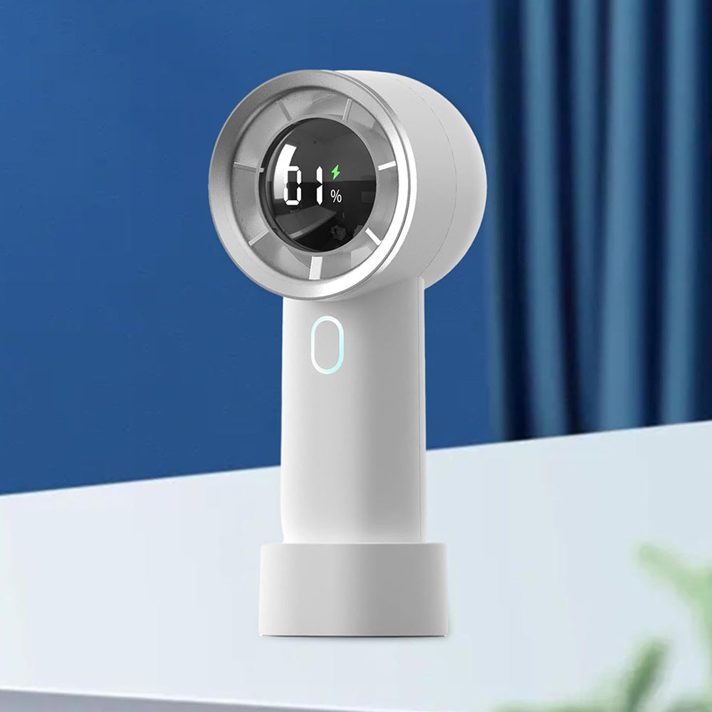 Techsuit - Handheld Fan (HX130) - Digital Display, Ultra Silent, 1200mAh - White