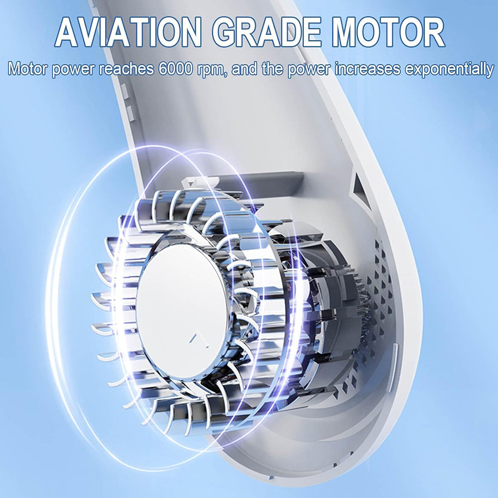 Techsuit - Neck Fan (H6) - Portable, USB, Rechargeable, Adjustable, Digital Display, 1200mAh - Pink