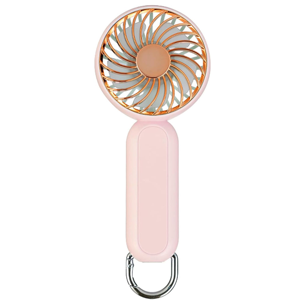 Techsuit - Handheld Fan (A217) - USB Rechargeable, Three Speeds, 1200mAh - Gold Pink