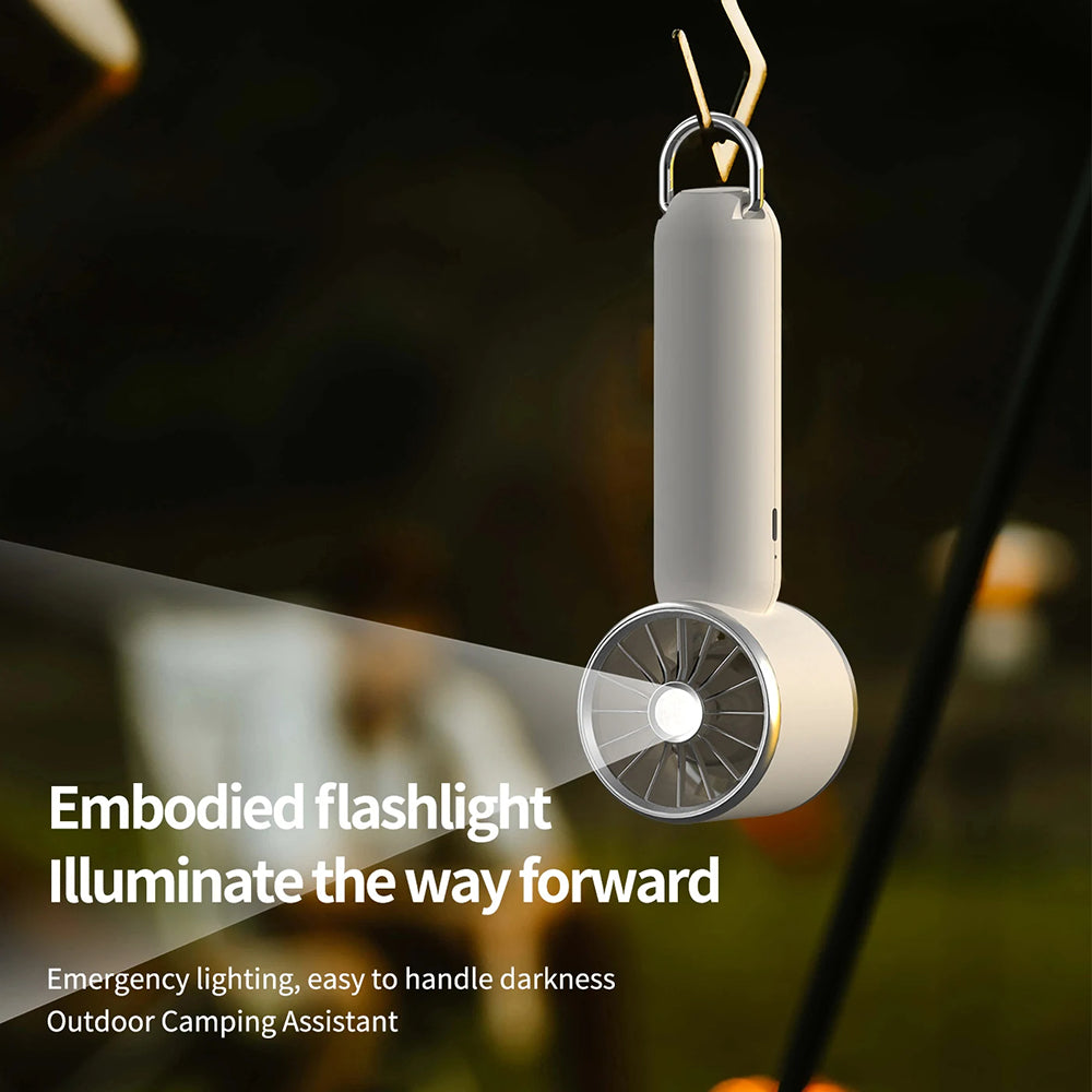 Techsuit - Handheld Fan (HX138) - Portable, Rechargeable, Three Speeds, with Flashlight, 1200mAh - White