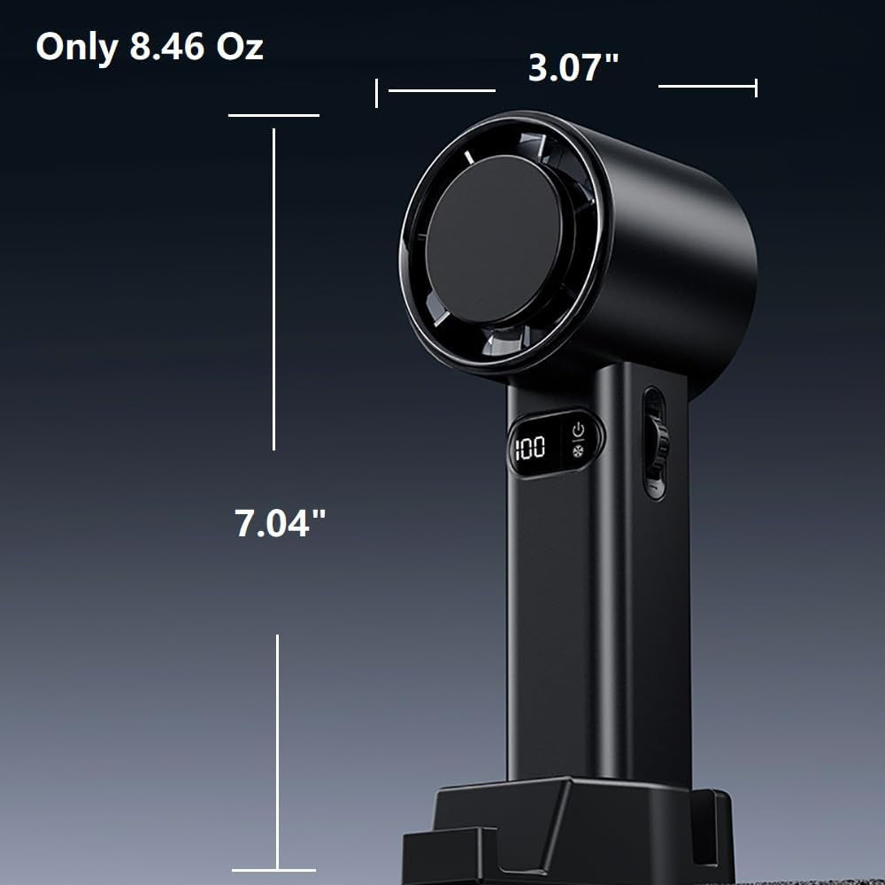 Techsuit - Premium Handheld Fan (F83) - Portable, Adjustable, Rechargeable, 4800mAh - Black