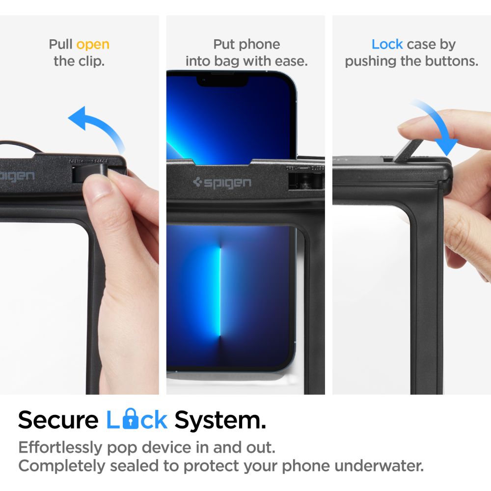 Spigen - (2 pack) Waterproof Case (A601)  - IPX8, for Phone 3.5 - 7" - Black