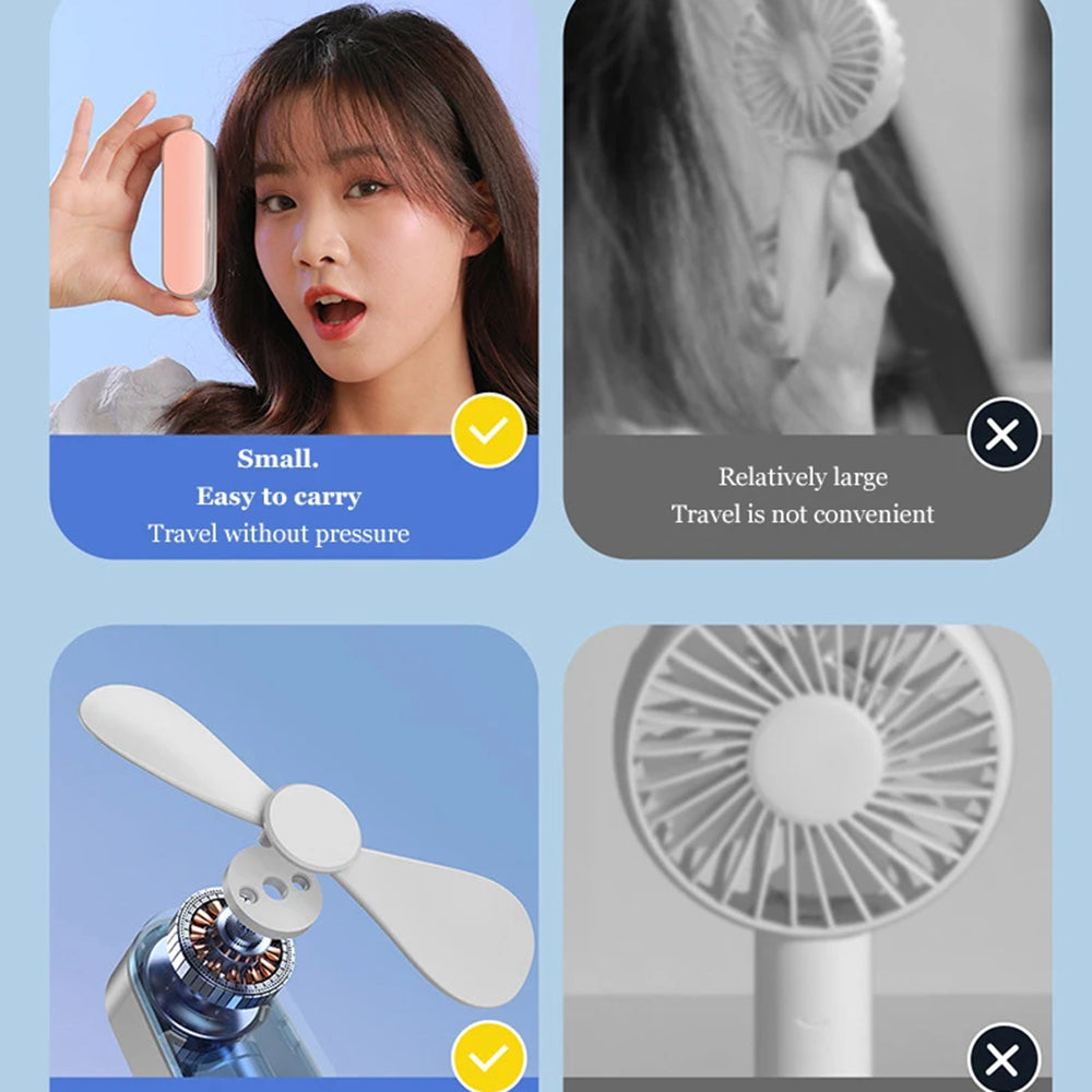 Techsuit - Handheld Fan (TF1) - Portable, for Pocket, Adjustable, Rechargeable, Silent, 1200mAh - White