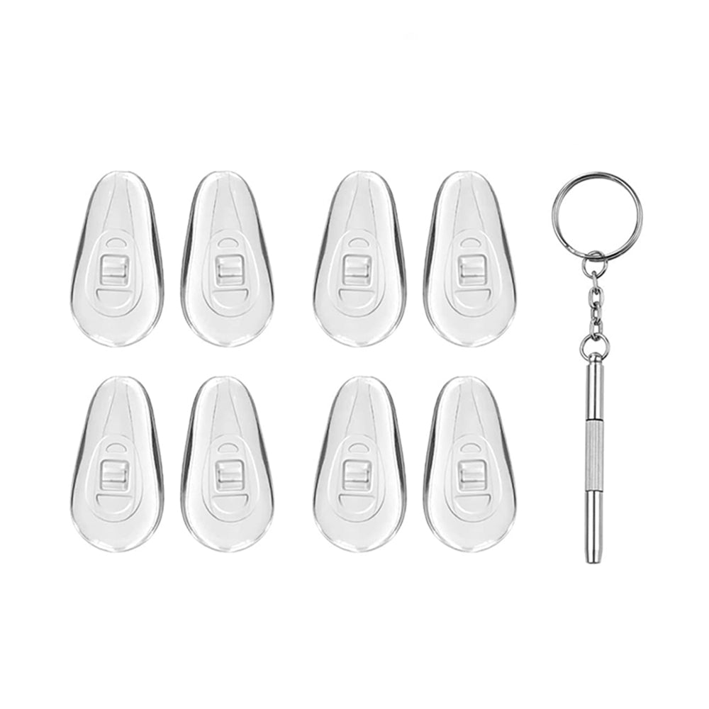 Techsuit - [Pack] Glasses Screwdriver with 4 Pairs of Silicone Nose Pads (ST1) - from Metal, 6 x 0.5cm - Silver