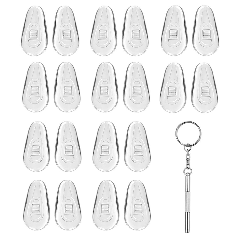 Techsuit - [Pack] Glasses Screwdriver with 10 Pairs of Silicone Nose Pads (ST1) - from Metal, 6 x 0.5cm - Silver