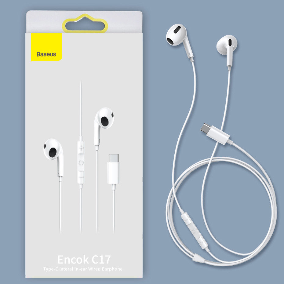 Baseus - Stereo Earphones Encok C17 (NGCR010002) - with Wire, Type-C, Microphone, 1.1m - White