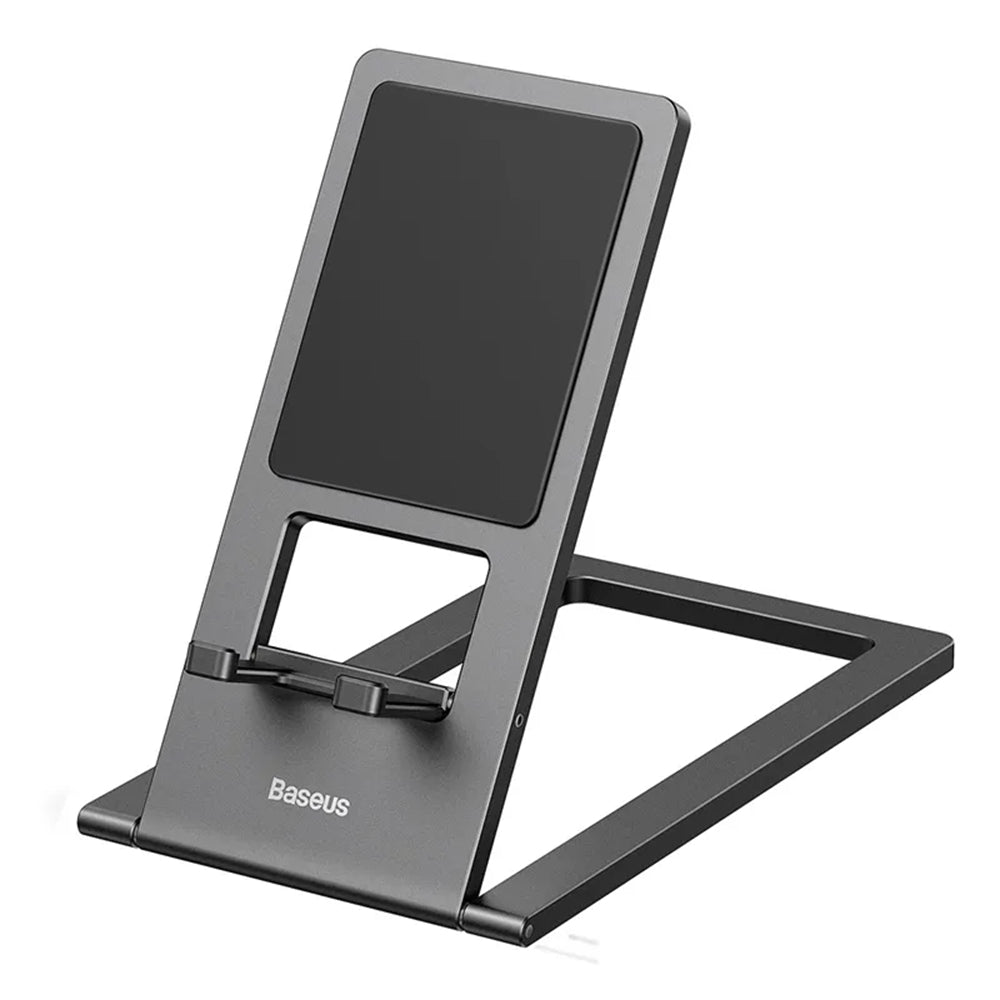 Baseus - Desk Holder Foldable (LUKP000013) - for Phone/Tablet with Silicon Pad, Foldable, 360° Adjustable, Aluminium - Gray