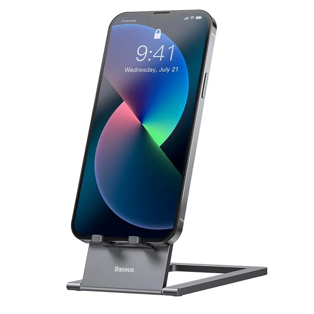 Baseus - Desk Holder Foldable (LUKP000013) - for Phone/Tablet with Silicon Pad, Foldable, 360Â° Adjustable, Aluminium - Gray