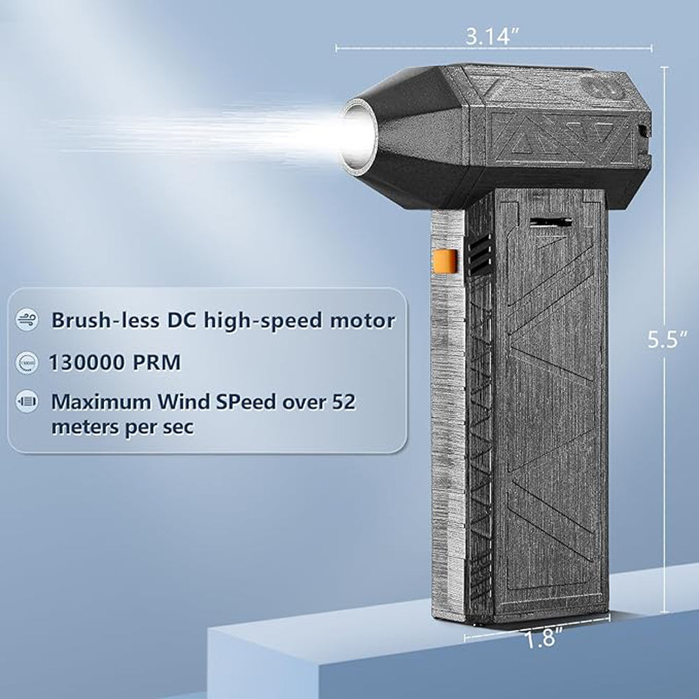 Techsuit - Mini Super Jet Fan (YY01) - Turbo Fan and Hammer, with 3 Adjustable Speeds, 120W, 8000mAh, 130000RPM - Black