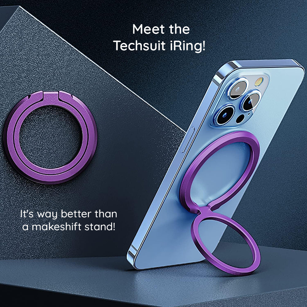 Techsuit - MagSafe Phone Ring (MPR3) - Round Shape, Aluminium Alloy, 3M - White