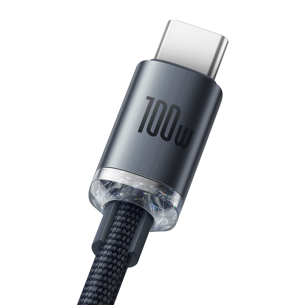 Baseus - Data Cable Crystal Shine (CAJY000401) - USB to Type-C, 100W, 1.2m, Super Fast Charging, Nylon Braided - Black