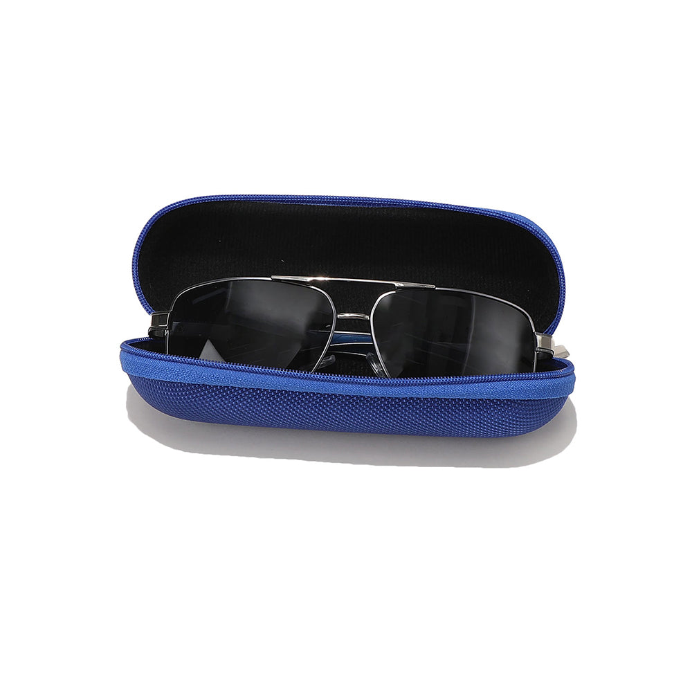 Techsuit - Glasses Case (ETOV2) - with Zipper, Eco Leather, 160 x 48 x 45mm - Blue