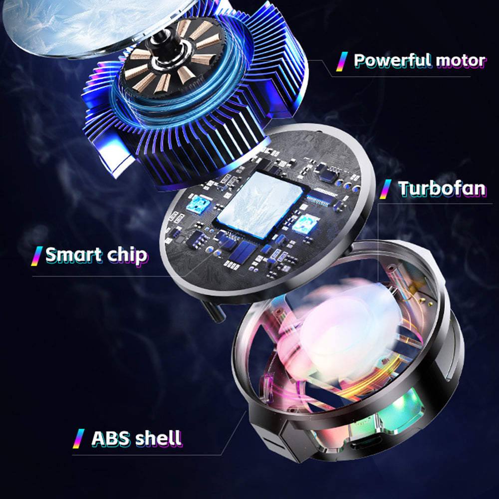 Techsuit - Phone Cooler (P66) - Magnetic, with RGB Lights, Detachable Clip, for iOS and Android - Black