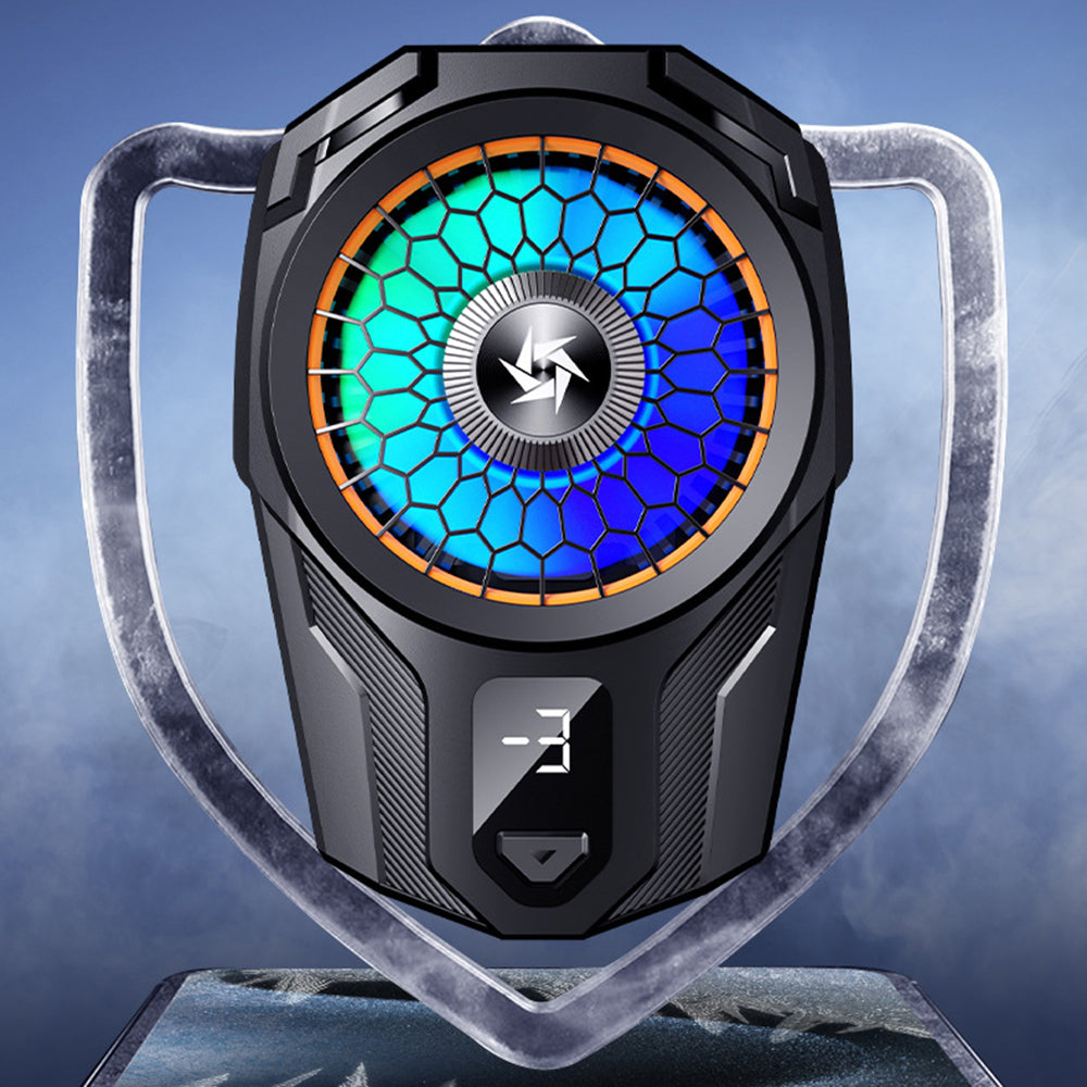 Techsuit - Phone Cooler (SL16) - with Gear Button, Temperature Display, Silicone Clamping Arm, Two Speeds, Universal - Black