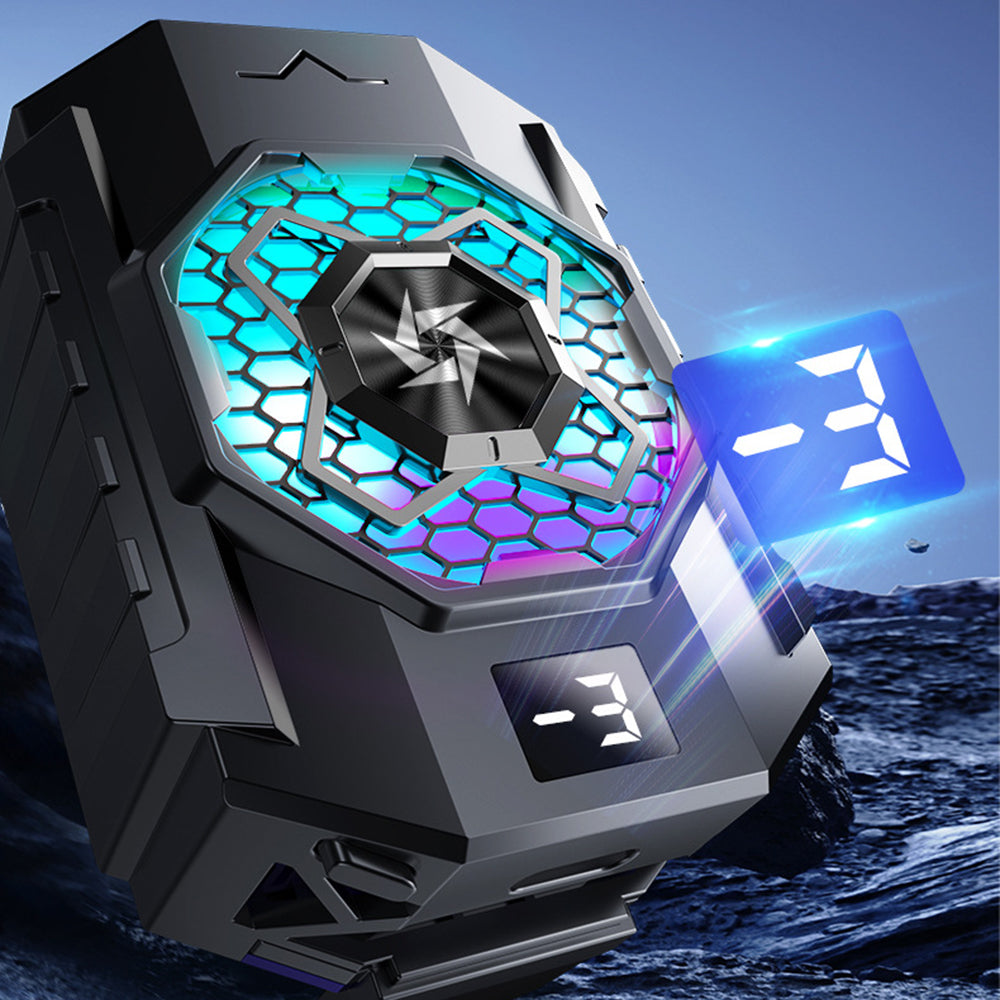 Techsuit - Phone Cooler (SL31) - with Digital Display, Gear Button, Lights, Fast Cooling - Black