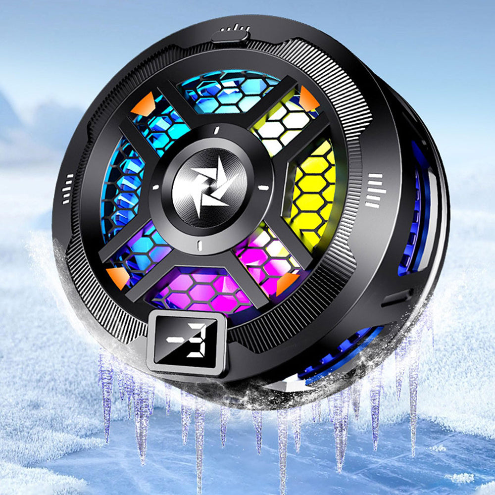 Techsuit - Phone Cooler (SL18) - Magnetic, Temperature Display, RGB Lights, Fast Cooling, Universal - Black