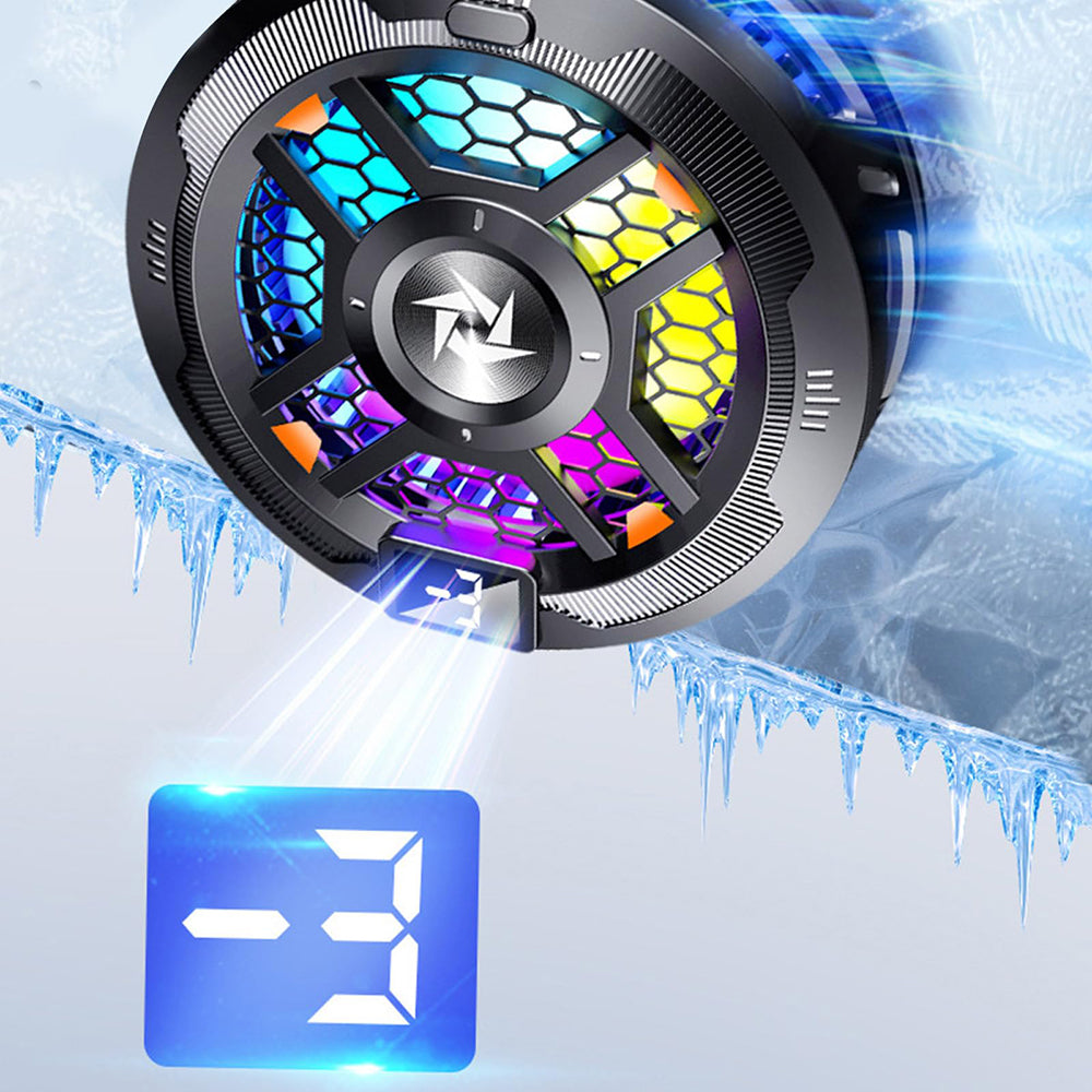 Techsuit - Phone Cooler (SL18) - Magnetic, Temperature Display, RGB Lights, Fast Cooling, Universal - Black