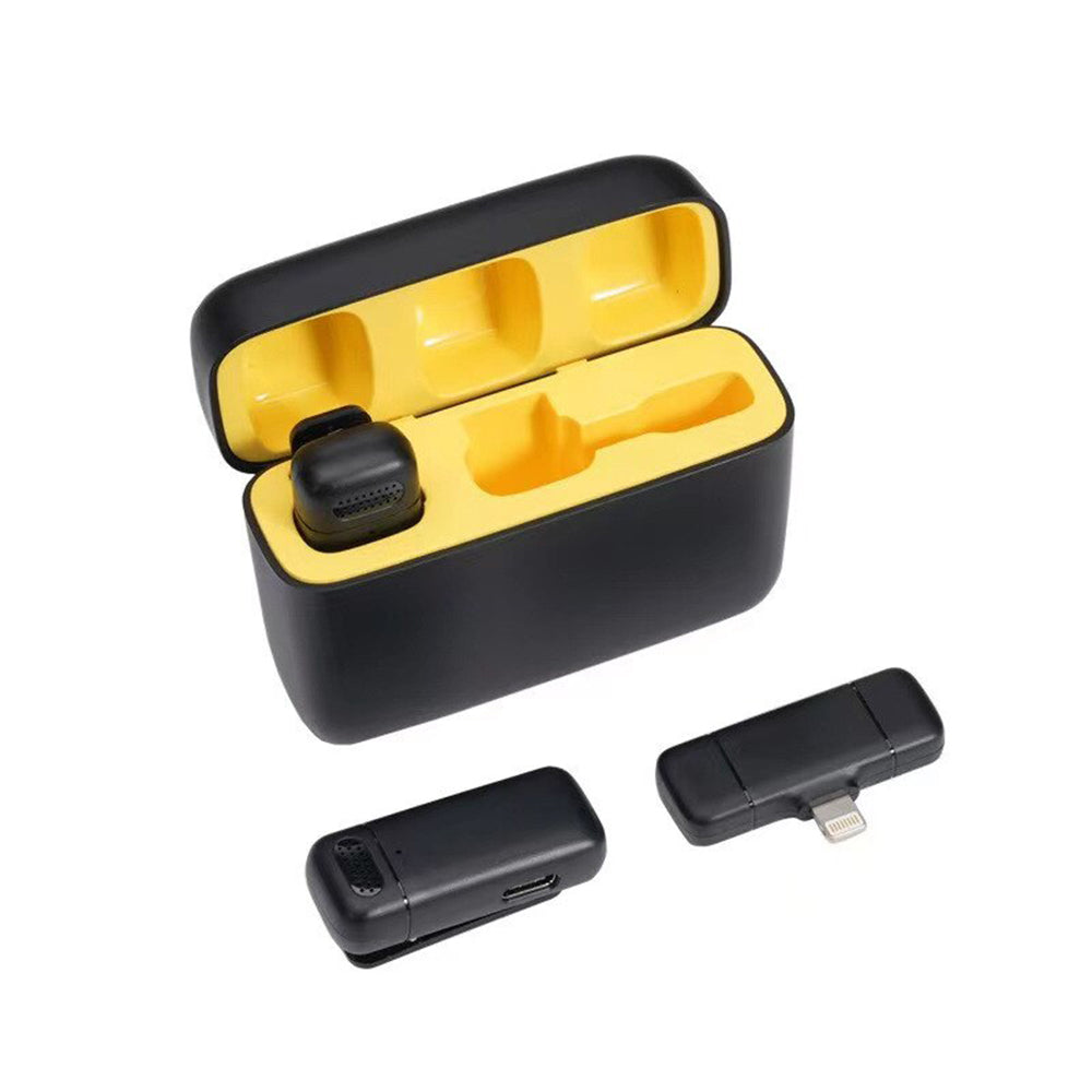 Techsuit - (2 pack) Lavalier Wireless (LW3) - with Receiver, Lightning, Noise Reduction, 70mAh, Plug and Play - Black