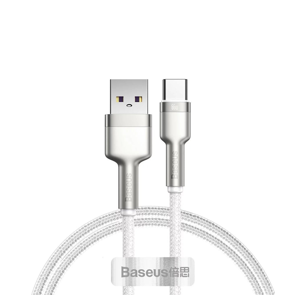 Baseus - Data Cable Cafule Series Metal (CAKF000102) - USB to Type-C Fast Charging, 66W, 6A, 1m - White