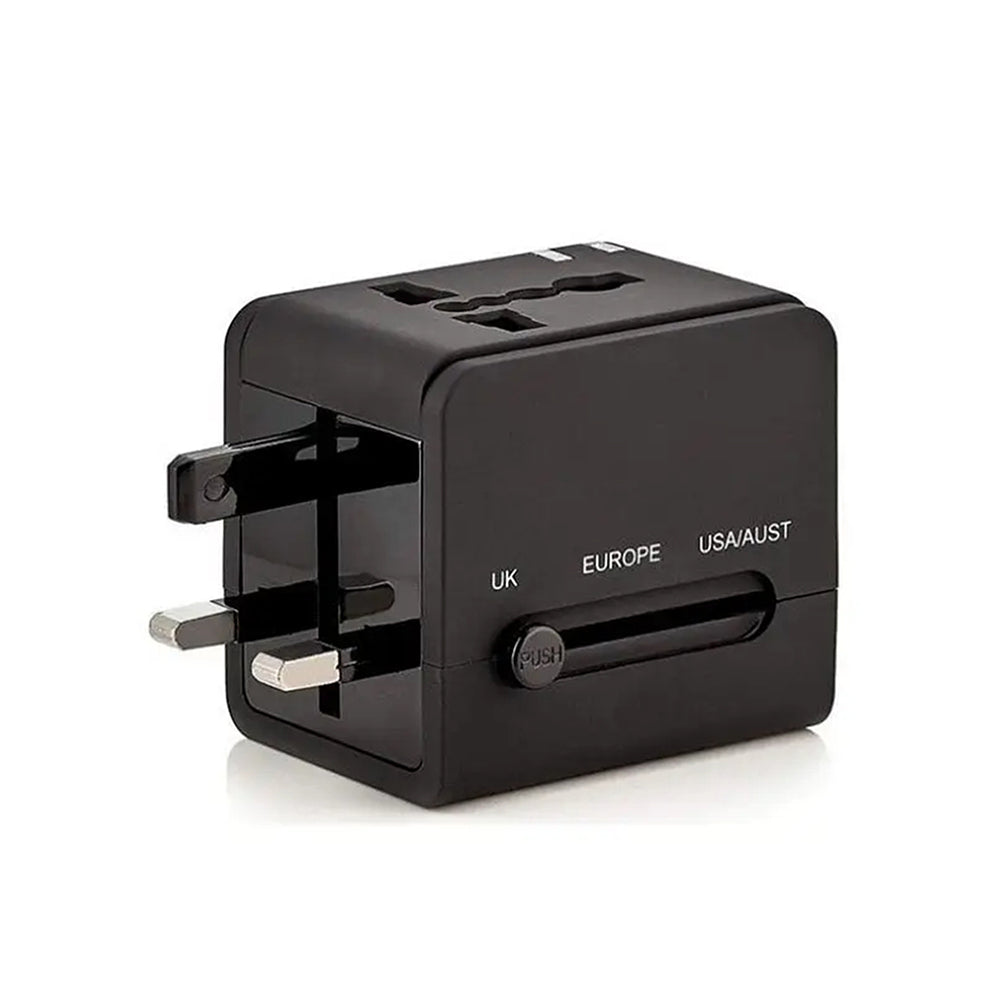 Techsuit - Travel Adapter (HHT148) - PD20W, QC, USB, Type-C, EU, UK, AUS, US - Black