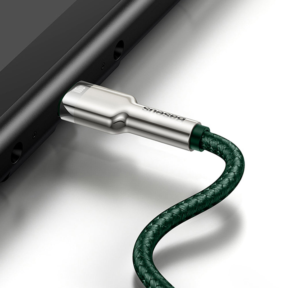 Baseus - Data Cable Cafule Series Metal (CATJK-D06) - Type-C to Type-C, Super Fast Charge, 100W, 480Mbps, 20V, 5A, 2m - Green