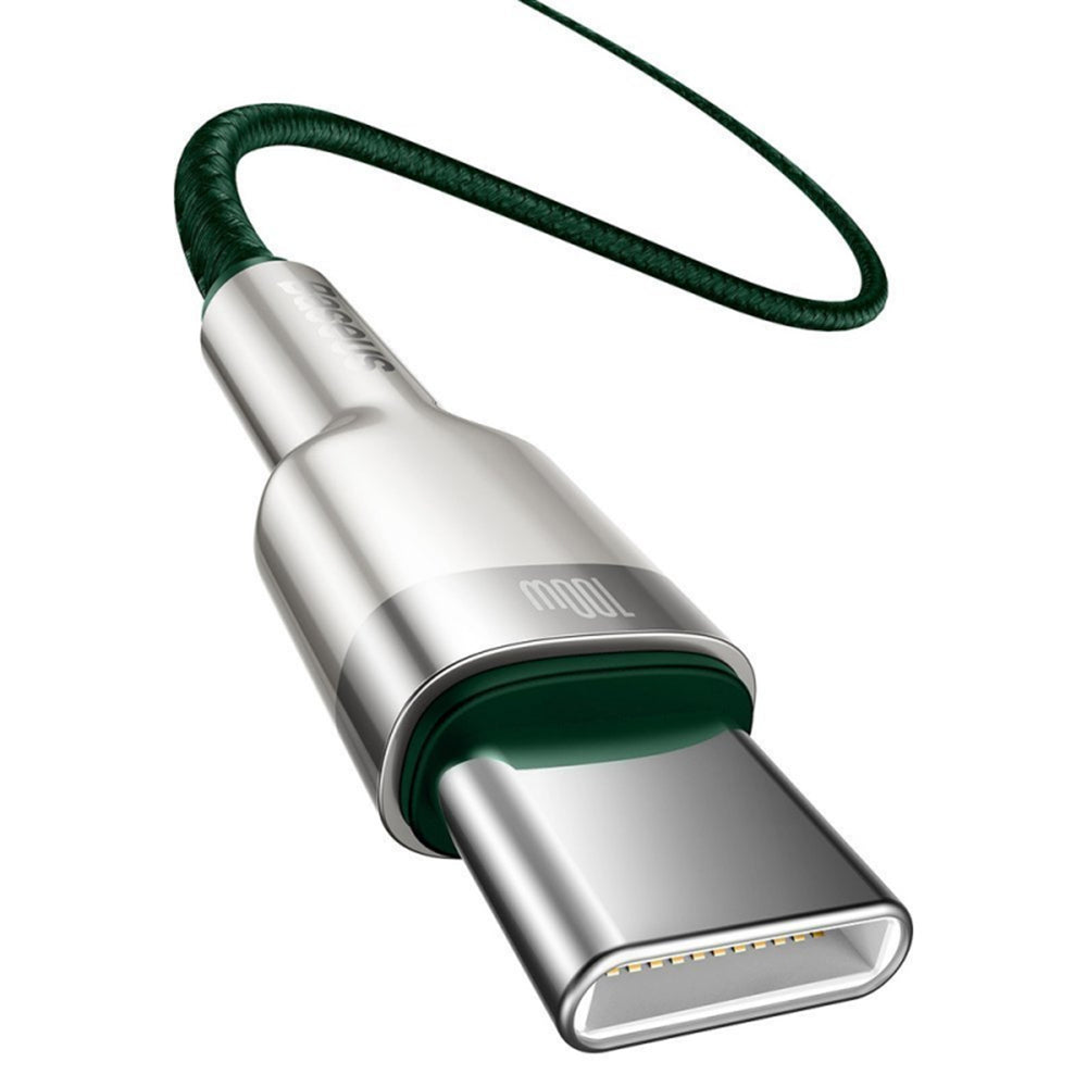 Baseus - Data Cable Cafule Series Metal (CATJK-D06) - Type-C to Type-C, Super Fast Charge, 100W, 480Mbps, 20V, 5A, 2m - Green