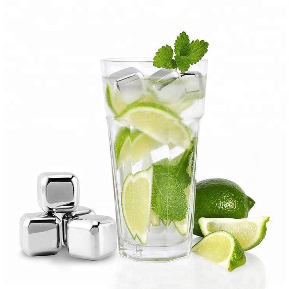 Techsuit - Ice Cubes (4 pack) - Stainless Steel, for Whiskey - Silver