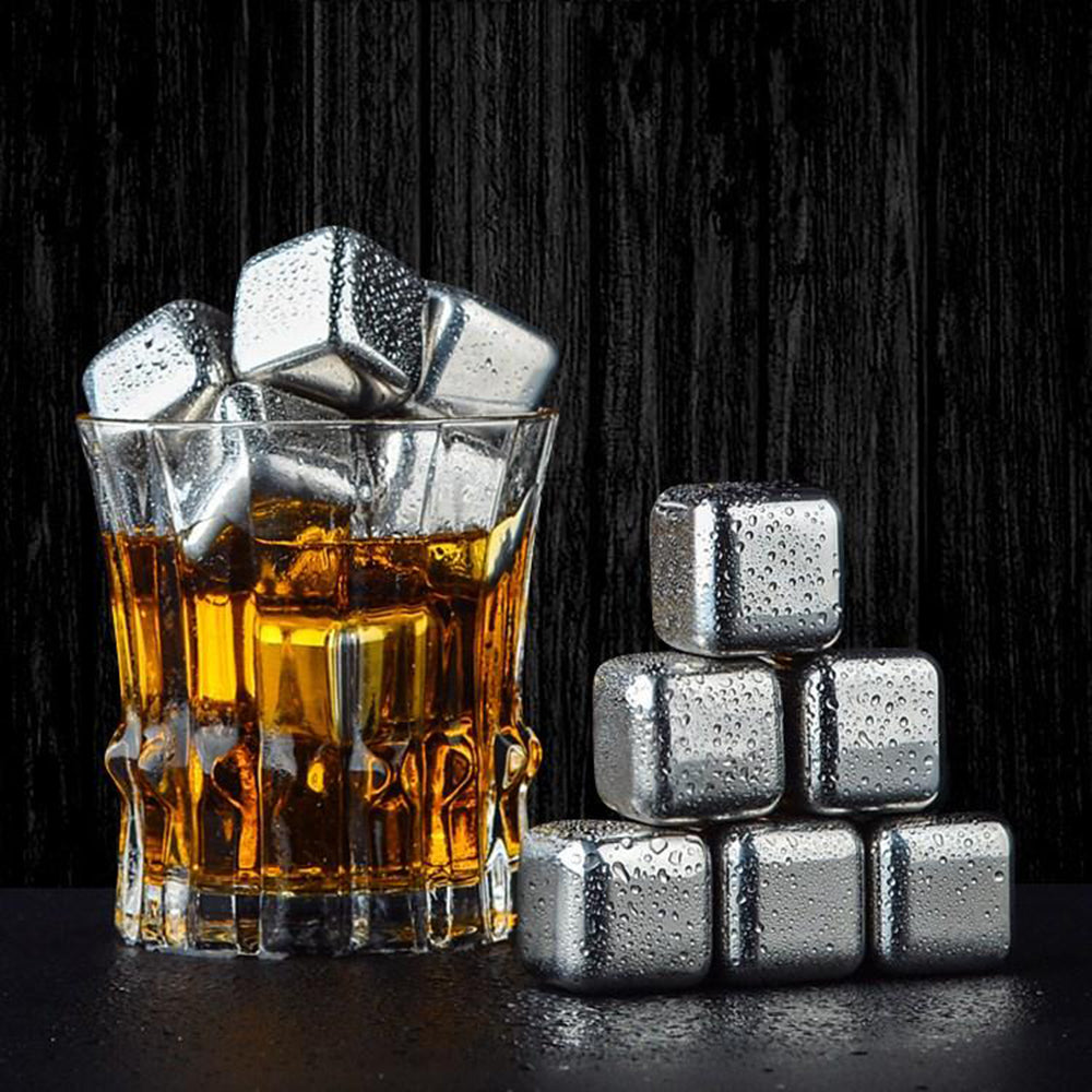Techsuit - Ice Cubes (4 pack) - Stainless Steel, for Whiskey - Silver
