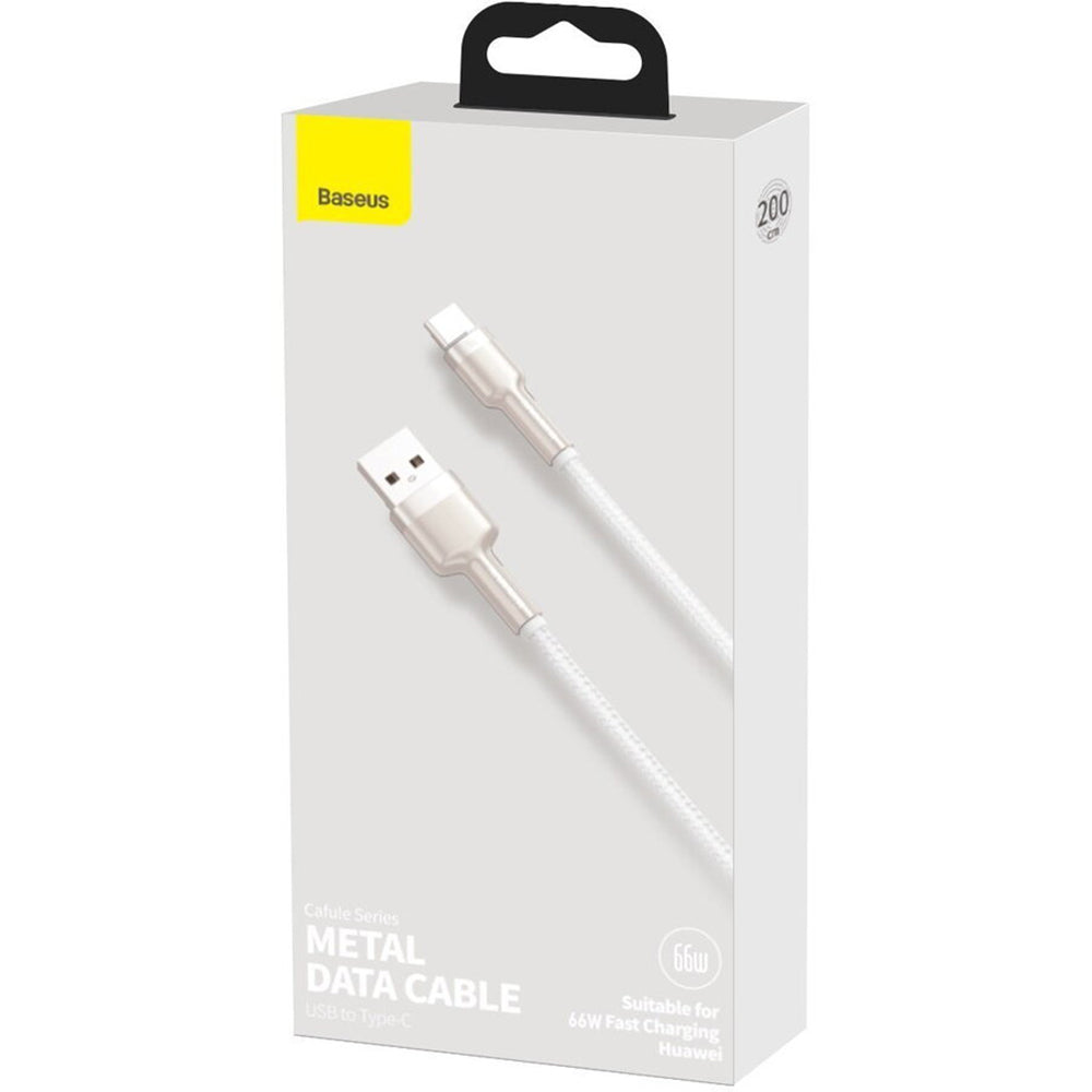 Baseus - Data Cable Cafule Series Metal (CAKF000202) - USB to Type-C 66W, 2m - White
