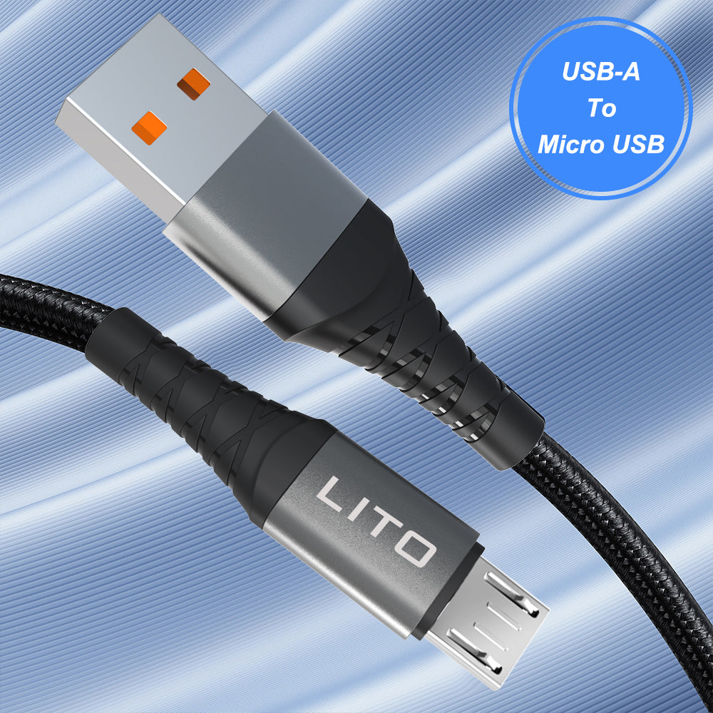Lito - Data Cable (LD08V) - USB-A to Micro-USB, Fast Charging, 2.4A, 1m - Black