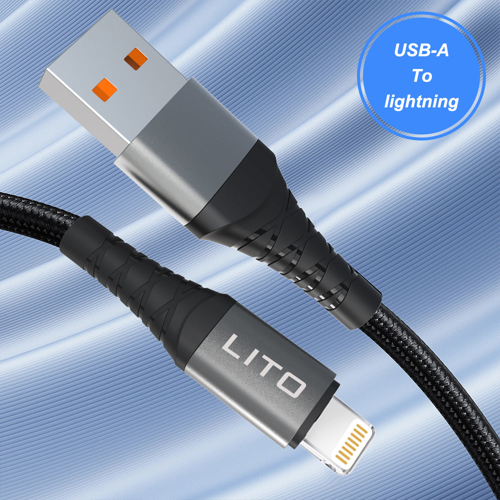 Lito - Data Cable (LD08L) - USB-A to Lightning, Fast Charging, 2.4A, 1m - Black