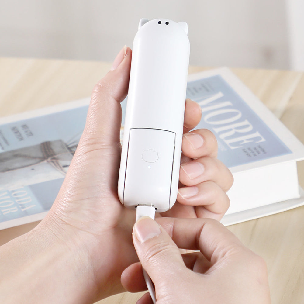 Techsuit - Mini Portable Hand Fan (HZ001) - 2000mAH, USB Rechargeable, 3 Speeds Adjustable - White