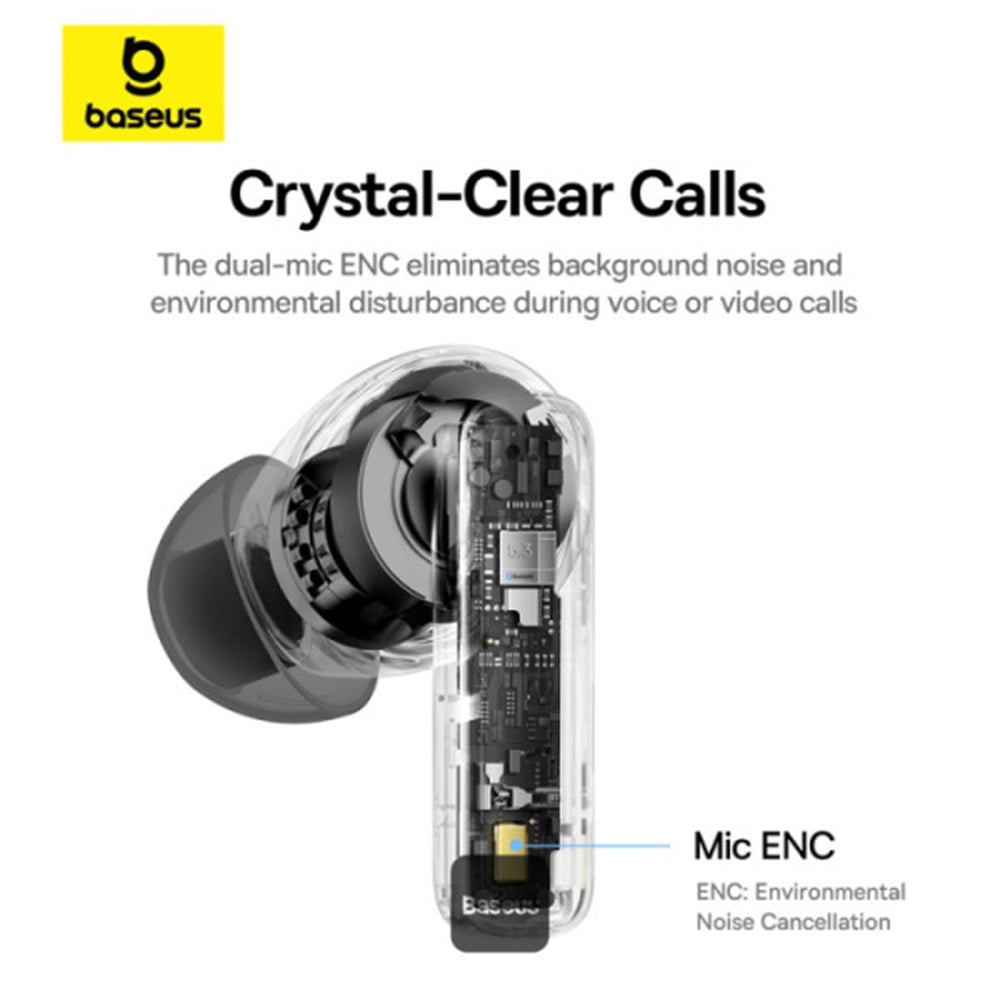 Baseus - Wireless Earbuds Bowie E20 (A00069700113-00) - Bluetooth 5.3, True Wireless, 2 ENC Mics, Powerful Bass, IPX5 - Black