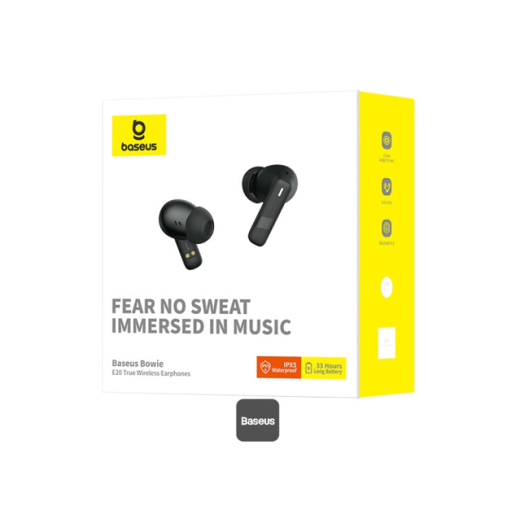 Baseus - Wireless Earbuds Bowie E20 (A00069700113-00) - Bluetooth 5.3, True Wireless, 2 ENC Mics, Powerful Bass, IPX5 - Black