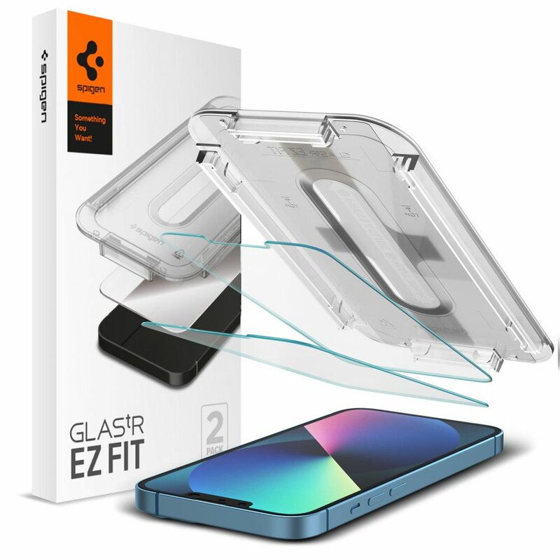 Spigen - Glas.tR EZ-FIT (2 pack) - iPhone 13 / iPhone 13 Pro / iPhone 14 / iPhone 16e - Clear
