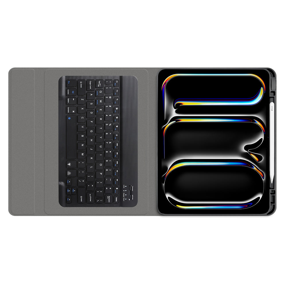 Techsuit - CozyTab Case (with Pencil Holder/RGB Wireless Magnetic Keyboard) - iPad Pro 13 (2024) / iPad Pro 13 (2025) - Black