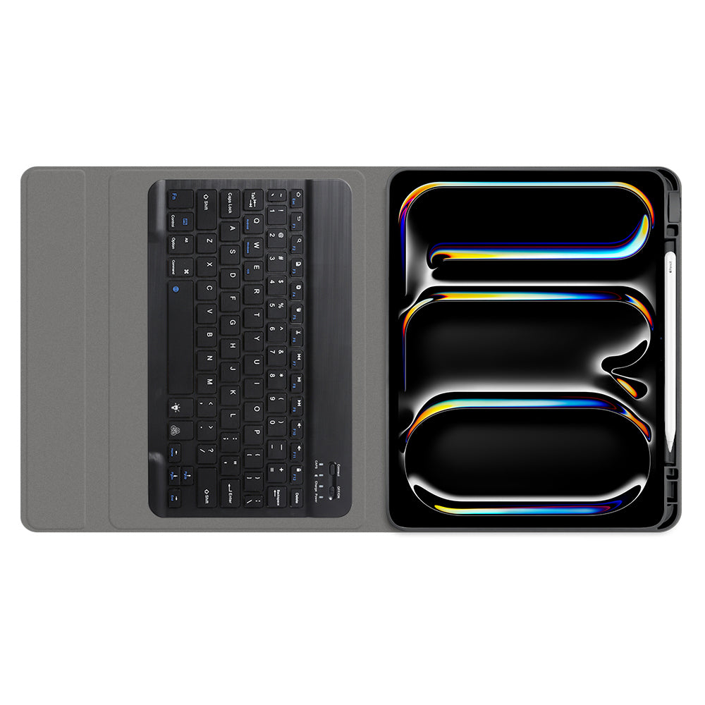 Techsuit - CozyTab Case (with Pencil Holder/RGB Wireless Magnetic Keyboard) - iPad Pro 11 (2024) / iPad Pro 11 (2025) - Black