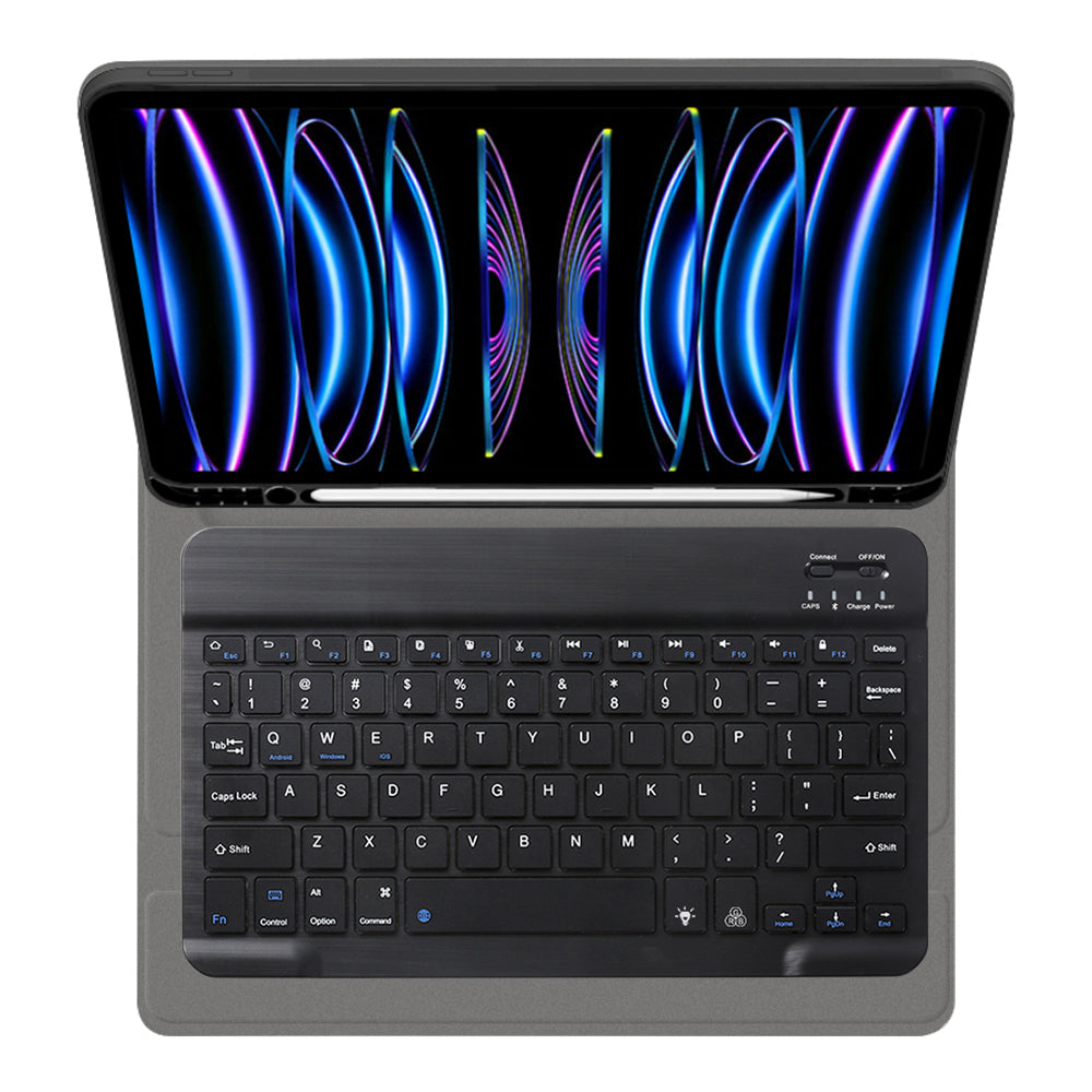 Techsuit - CozyTab Case (with Pencil Holder/RGB Keyboard) - iPad Pro 11 (2018/2020/2021/2022) - Black