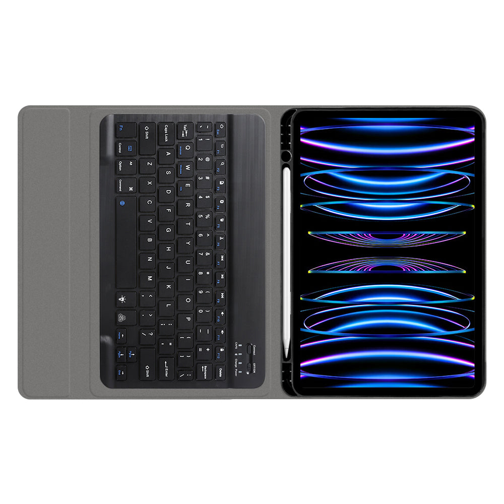 Techsuit - CozyTab Case (with Pencil Holder/RGB Keyboard) - iPad Pro 11 (2018/2020/2021/2022) - Black