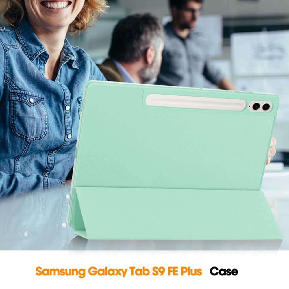 Techsuit - Flex Trifold (with Pencil Holder) - Galaxy Tab S9 Plus / S10 Plus / S9 FE Plus - Green
