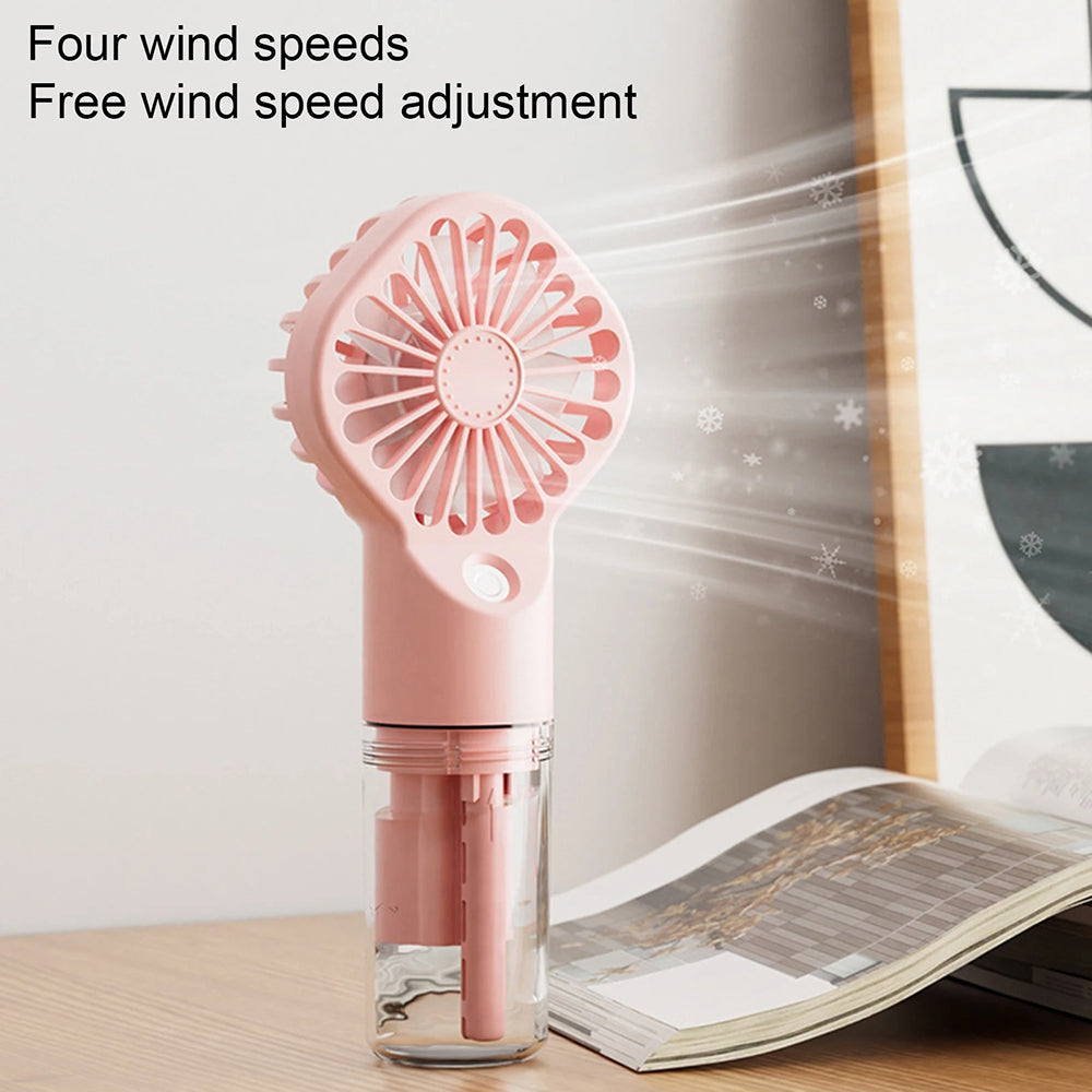 Techsuit - Handheld Fan (G10) - Portable, with Humidifier, Four Speeds, USB - Pink