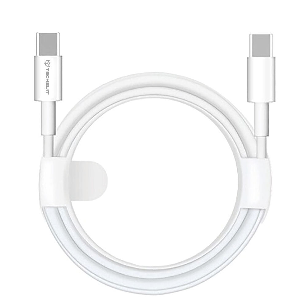 Techsuit - Data Cable (PCB130) - Type-C to Type-C, Fast Charging, 60W, 480Mbps, Aluminum Alloy, 1m - White