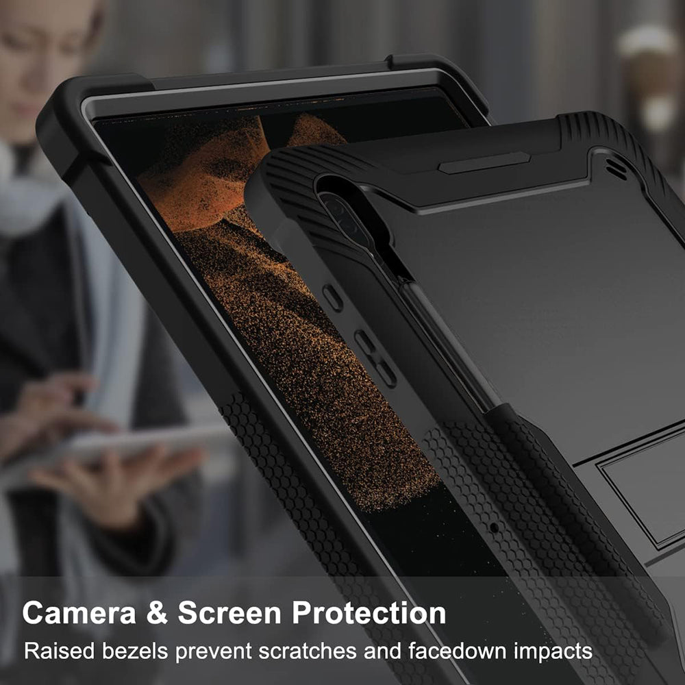 Techsuit - Rugged TabShell + Screen Protector - Galaxy Tab S8 Ultra / S9 Ultra / S10 Ultra - Black
