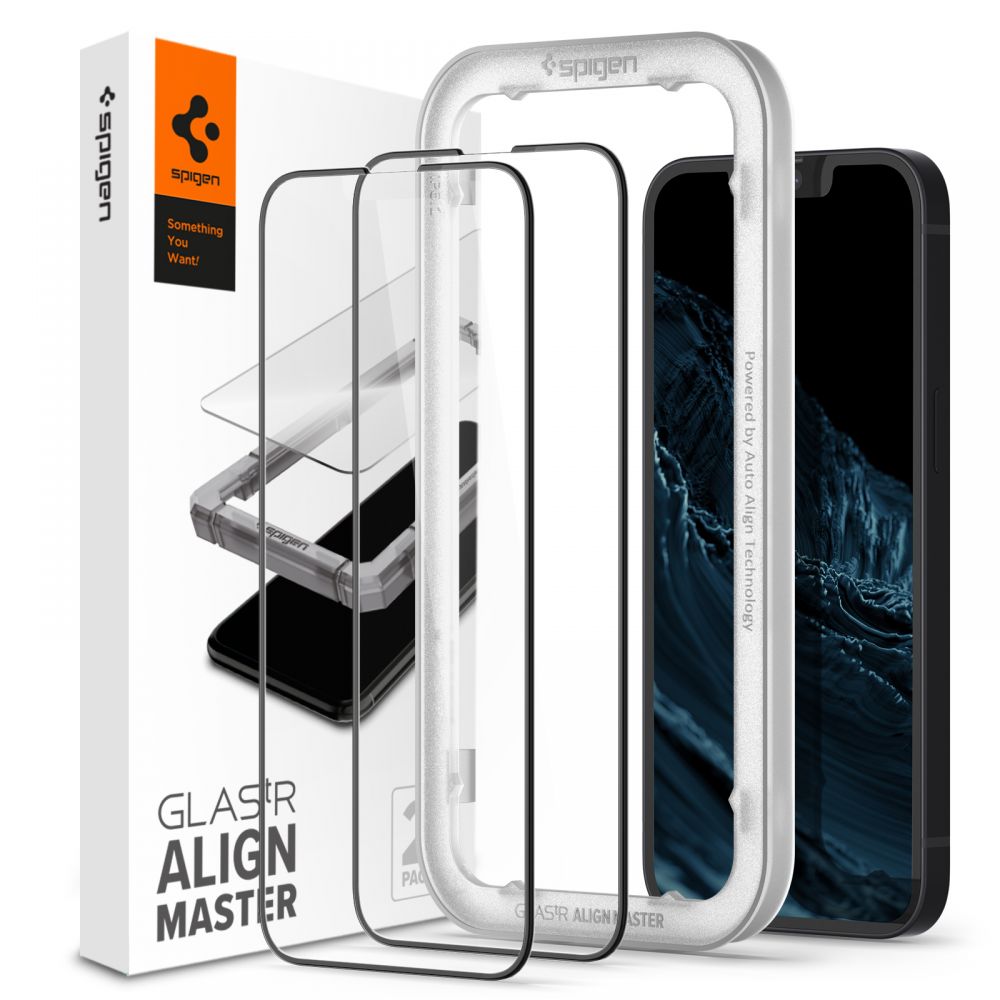 Spigen - Glas.tR Align Master (2 pack) - iPhone 13 / iPhone 13 Pro / iPhone 14 / iPhone 16e - Black