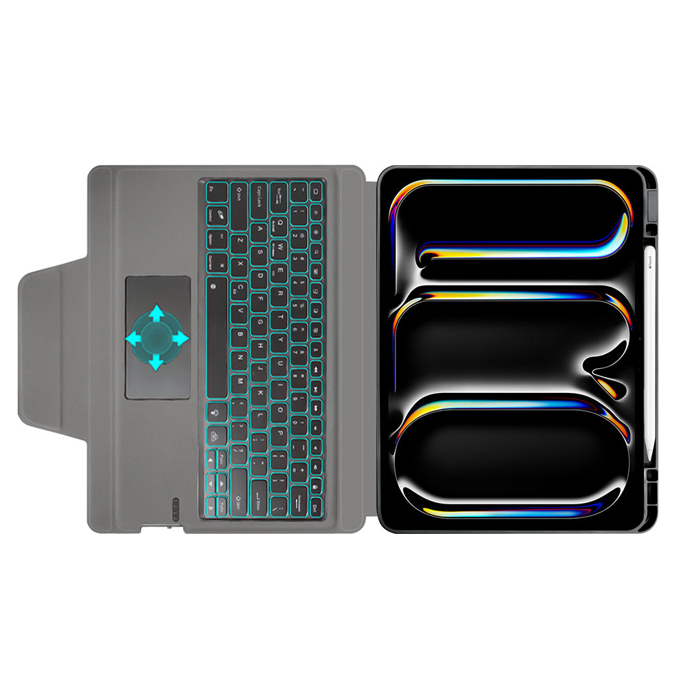Techsuit - KeyTab Pro + Screen Protector (with RGB Wireless Keyboard/Stylus Pen Holder) - iPad Pro 13 (2024) / iPad Pro 13 (2025) - Black