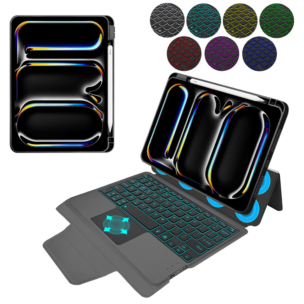 Techsuit - KeyTab Pro + Screen Protector (with RGB Wireless Keyboard/Τεχνολογία > Αξεσουάρ Κινητών > Γραφίδες Αφής Holder) - iPad Pro 11 (2024) / iPad Pro 11 (2025)Â - Black