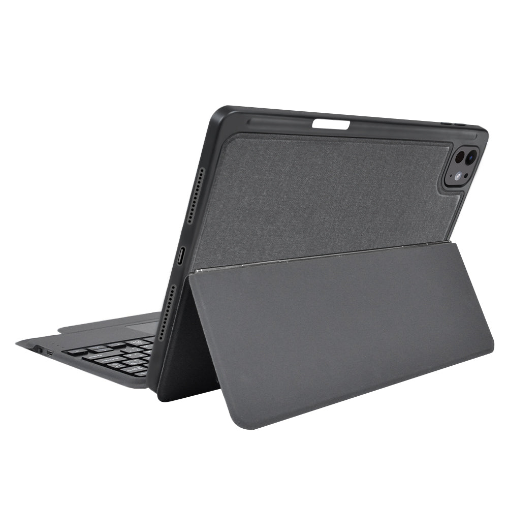 Techsuit - KeyTab Pro + Screen Protector (with RGB Wireless Keyboard/Stylus Pen Holder) - iPad Pro 11 (2024) / iPad Pro 11 (2025) - Black