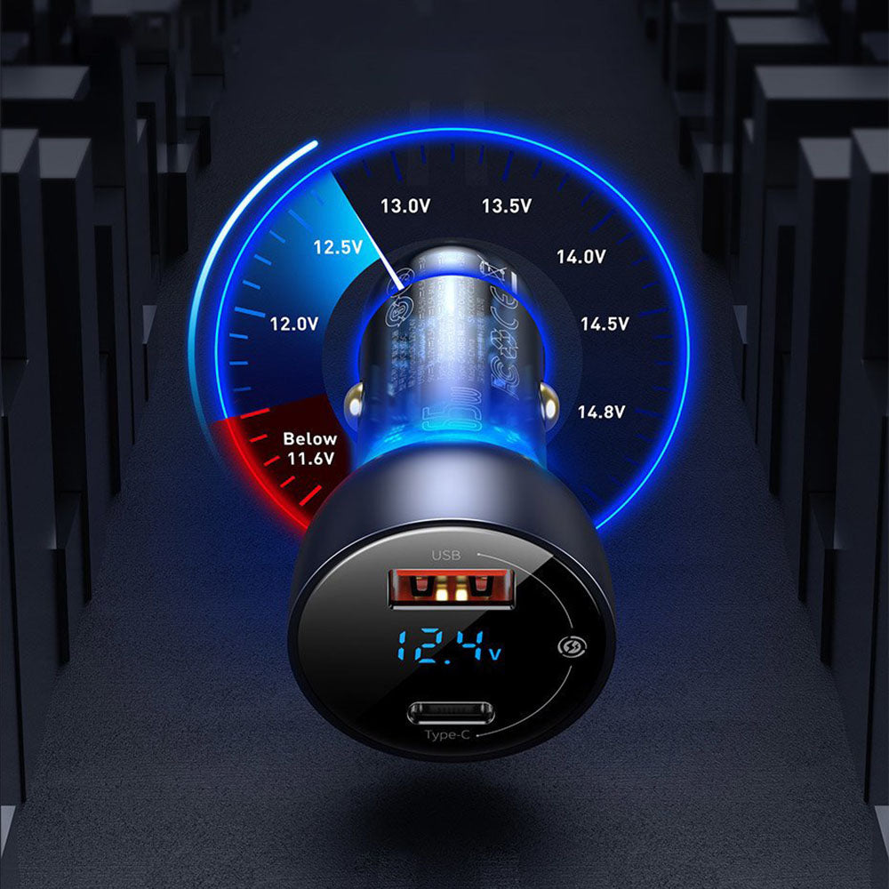 Baseus - Car Charger (CCKX-C0G) - Type-C PD65W, USB QC4.0 - Gray