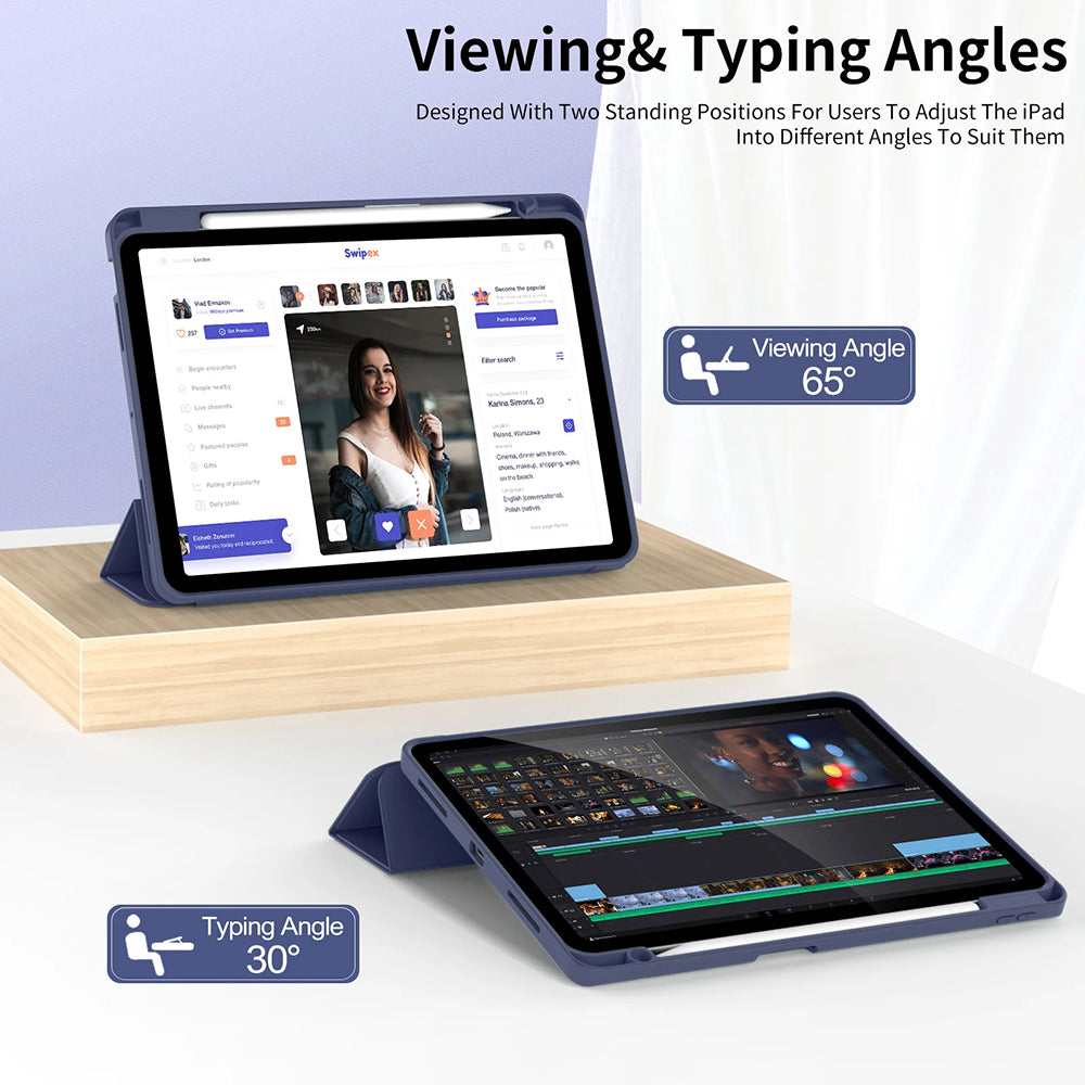 Techsuit - Flex Trifold (with Pencil Holder) - iPad Air 11 (2024) / Air 11 (2025) - Dark Blue