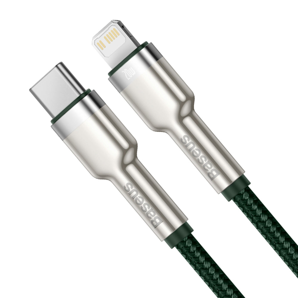 Baseus - Data Cable Cafule Series Metal (CATLJK-A06) - Type-C to Lightning, Fast Charging, 20W, 480Mbps, 1m - Dark Green
